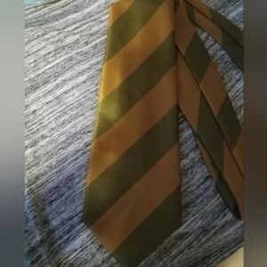 Trevira by Cornell of California Vintage Satin Striped Men's Tie Gold Sage Green